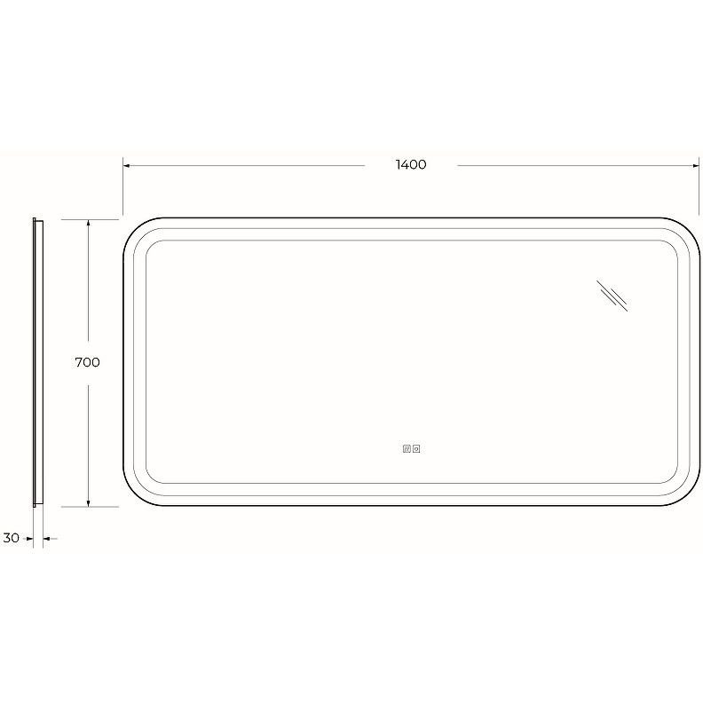 Зеркало Cezares (Цезарис) со встроенной подсветкой сенсорным выключателем и подогревом CZR-SPC-STYLUS-1400-700-TCH-WARM 12V 220-240V 1400x700x30