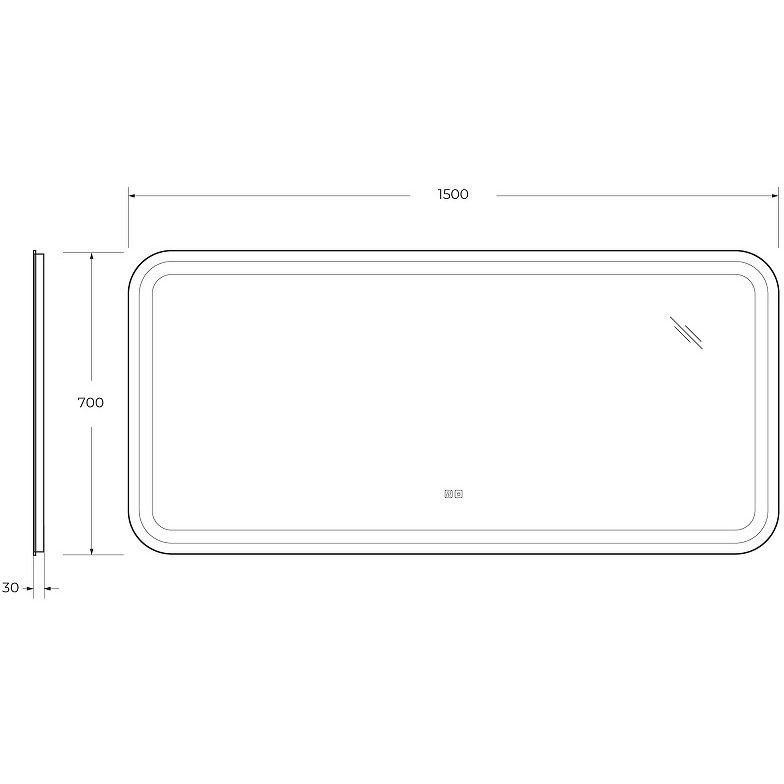 Зеркало Cezares (Цезарис) со встроенной подсветкой сенсорным выключателем и подогревом CZR-SPC-STYLUS-1500-700-TCH-WARM 12V 220-240V 1500x700x30
