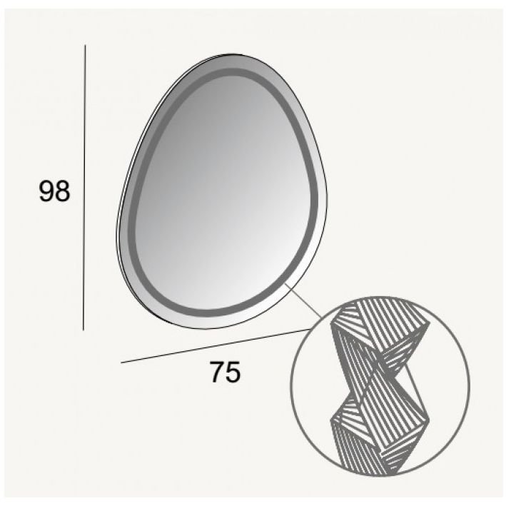 Зеркало Cezares (Цезарис) со встроенной LED подсветкой 44777 75х3х98 см