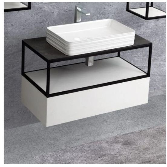 Тумба Cezares (Цезарис) Cadro под металический каркас с одним ящиком CADRO-80-1C-SO-BG BiancoGhiaccio, 80x46x25 см