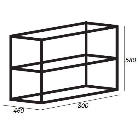 Металлический двухъярусный сварной каркас Cezares (Цезарис) CADRO-80/46/58-2C-SO-MET-ST под раковину, подвесной, 80х46х58 см