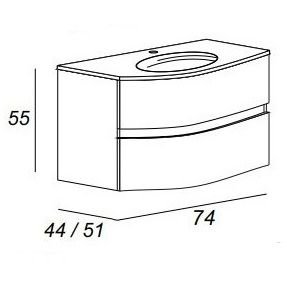 Тумба Cezares (Цезарис) Dalila под раковину с двумя выдвижными ящиками 54710 Frassinato Bianco, 74x51x55 см