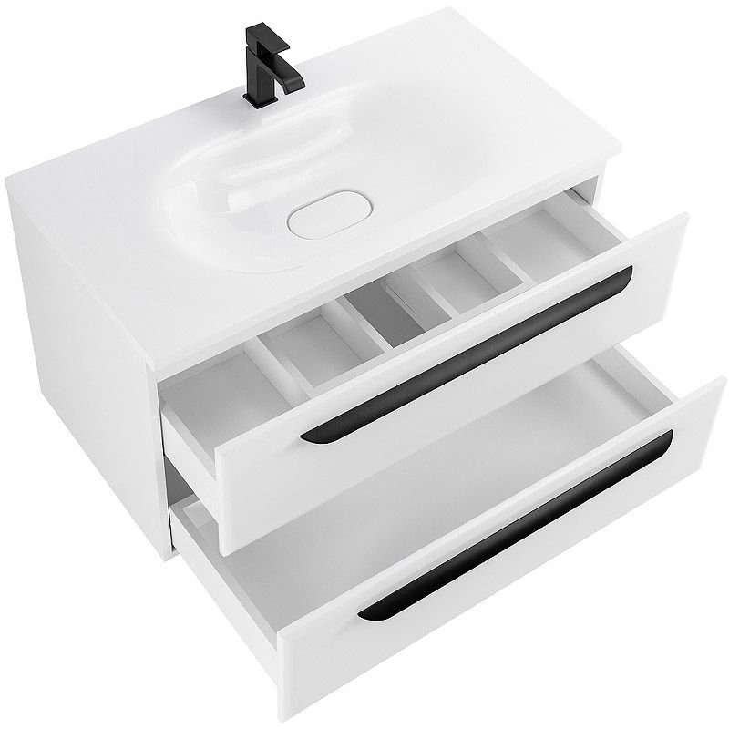 База под раковину подвесная Cezares (Цезарис) ECO с двумя выкатными ящиками Bianco Opaco 746x472x500 ECO-750-2C-SO-BO