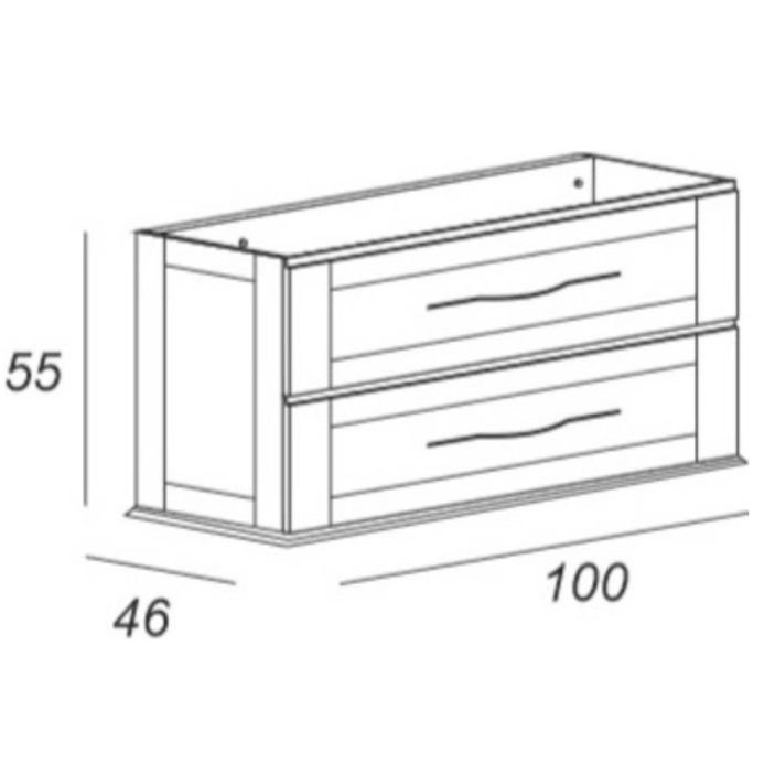 Тумба Cezares (Цезарис) Tiffany подвесная под раковину с двумя выдвижными ящиками доводчиками 54953 Blu Petrolio, 100x46x55 см