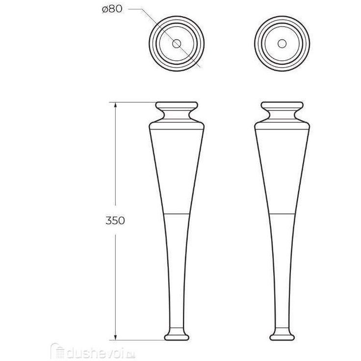 Ножки для шкафчика Cezares (Цезарис) Tiffany, комплект 2 штуки, высота 35 см, дерево 40388 Blu Petrolio, 8x8x35 см