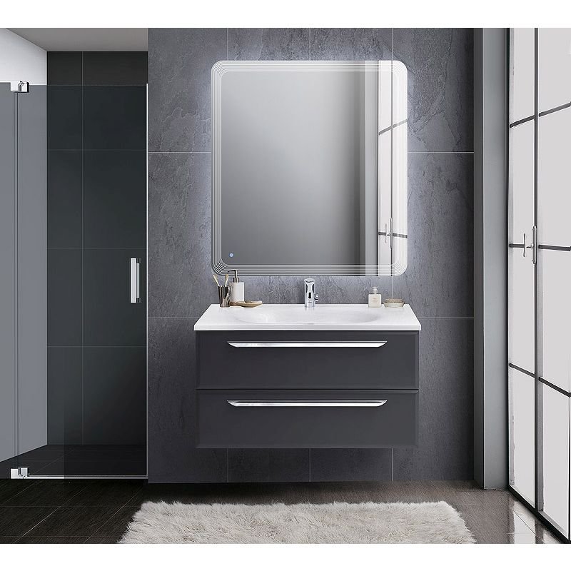 База под раковину подвесная Cezares (Цезарис) ECO с двумя выкатными ящиками Grafito 746x472x500 ECO-750-2C-SO-GR-P