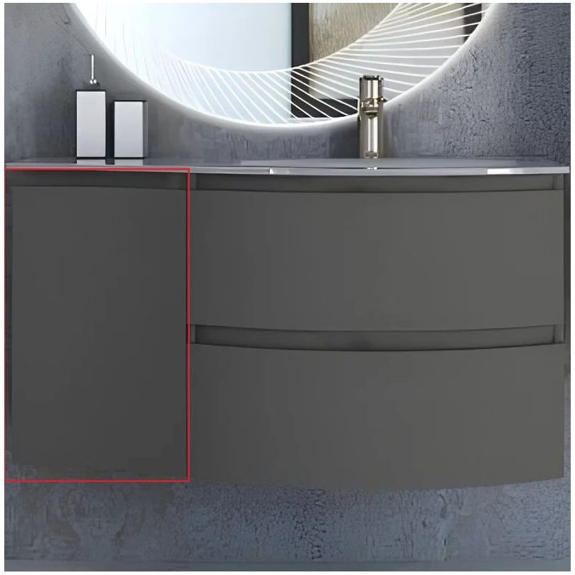 Шкафчик подвесной Cezares (Цезарис) Vague с одной распашной створкой, левый 54907 Grigio talpa opaco, 34x41x55 см