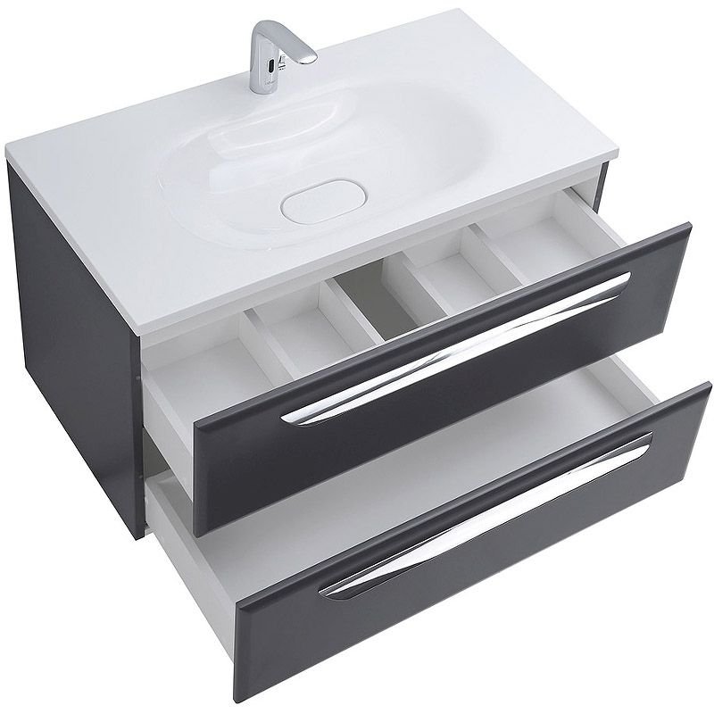 База под раковину подвесная Cezares (Цезарис) ECO с двумя выкатными ящиками Grafito 898x472x500 ECO-900-2C-SO-GR-P