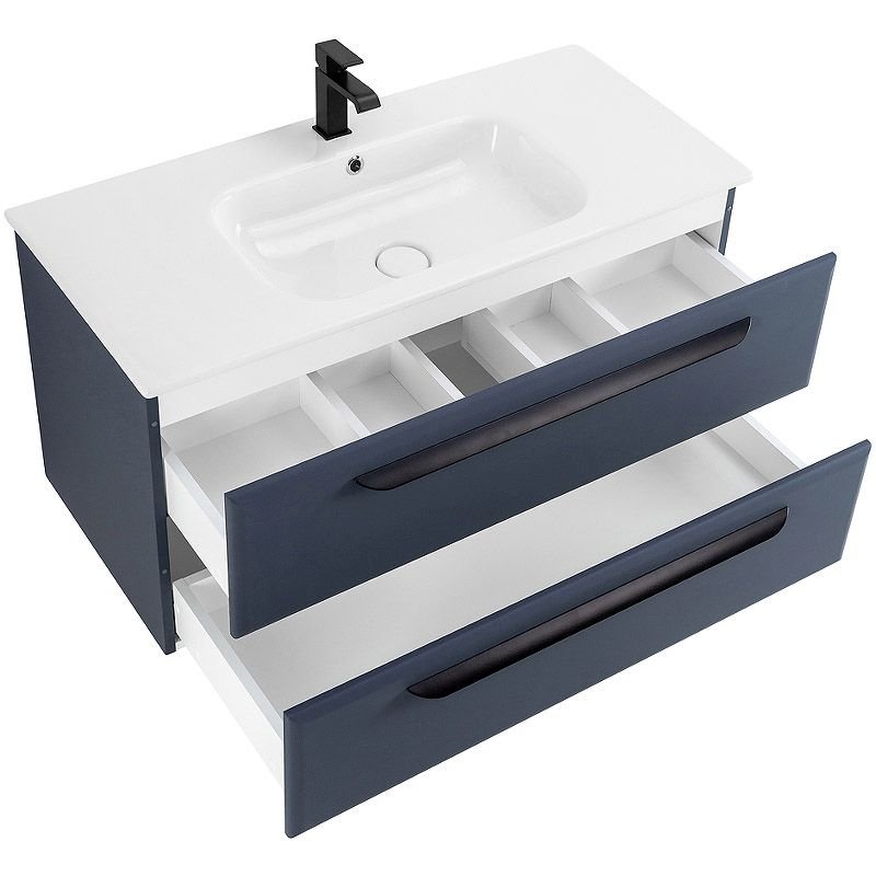 База под раковину подвесная Cezares (Цезарис) ECO-CER с двумя выкатными ящиками Grafito 970x450x500 ECO-CER-1000-2C-SO-GR-P