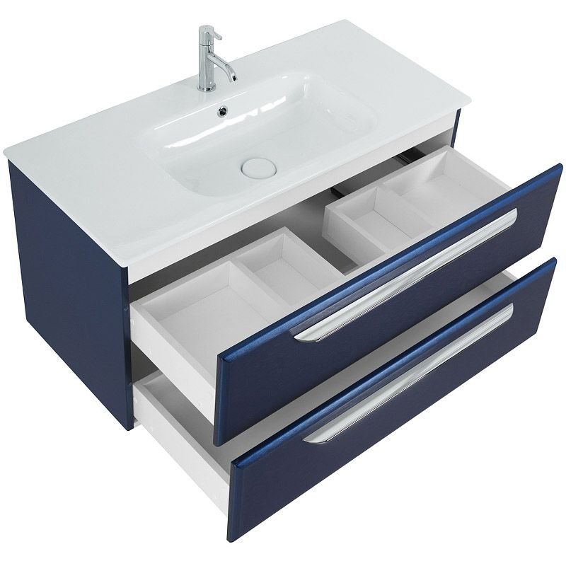 База под раковину подвесная Cezares (Цезарис) ECO-CER с двумя выкатными ящиками Sapfiro 970x450x500 ECO-CER-1000-2C-SO-SPF-P