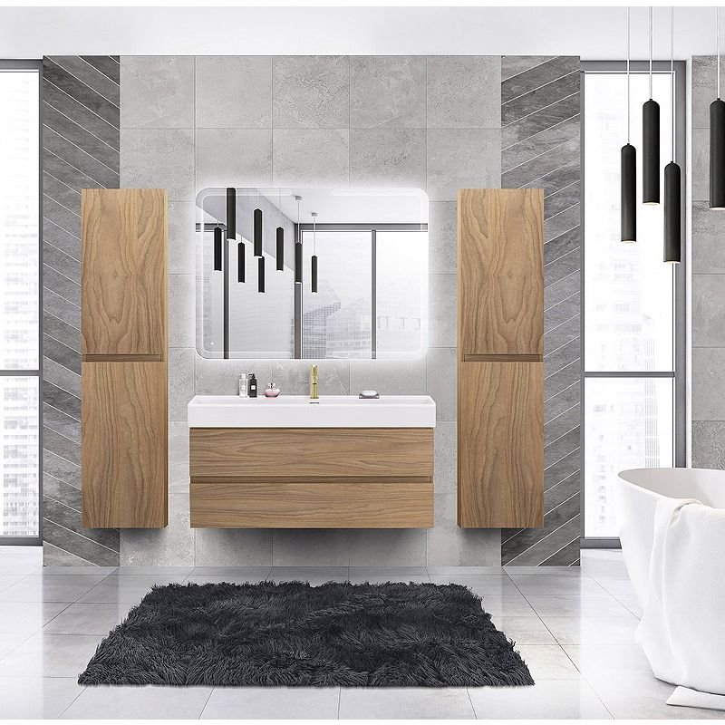 База под раковину подвесная Cezares (Цезарис) Molveno 46 с двумя выкатными ящиками Noce Chiaro 1200x460x500 MOLVENO 46-120-2C-SO-NC