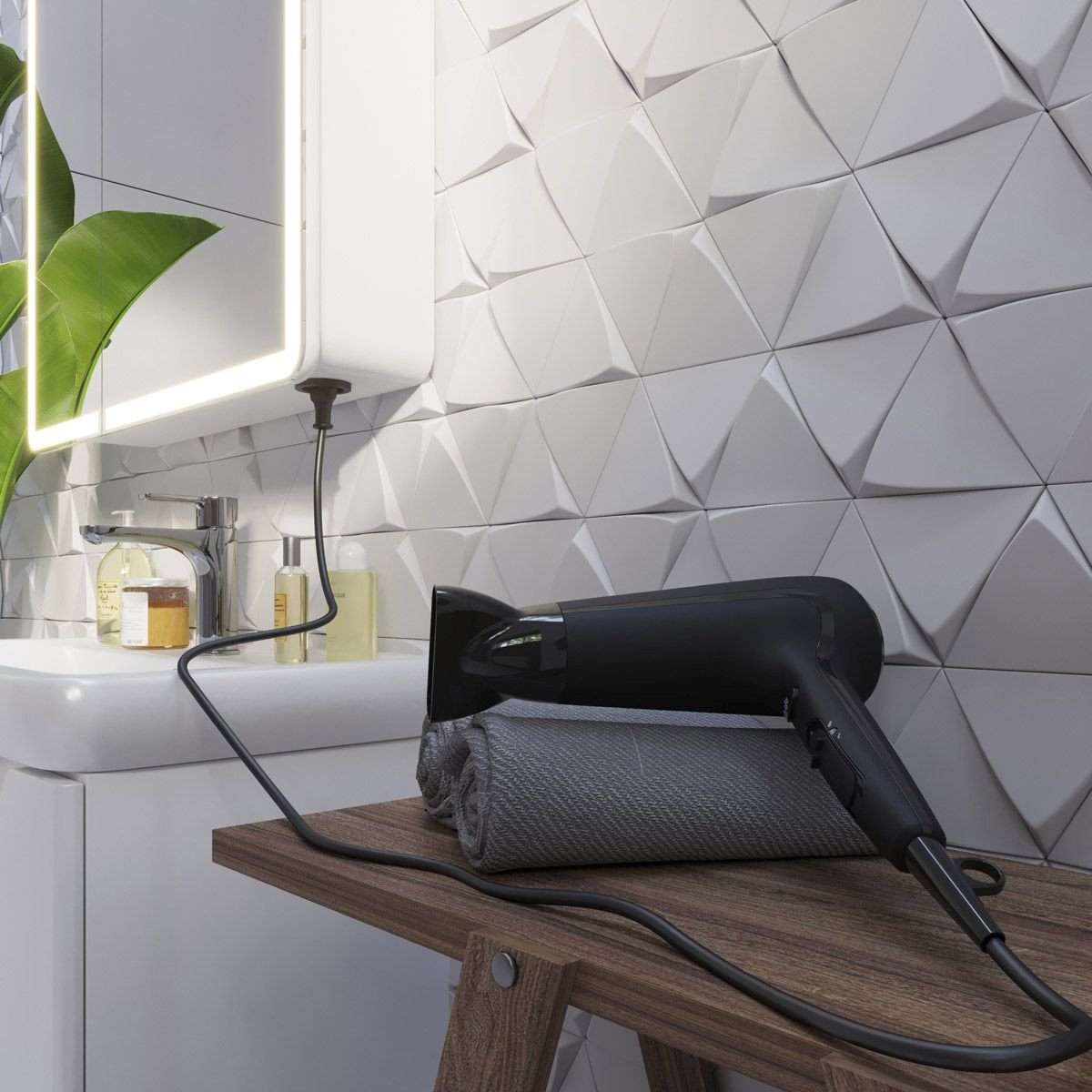 Зеркальный шкаф Dreja (Дрея) Point 60 см 1 дв., 2 стекл. полки, инфр. выключатель, LED, розетка, белый (99.9032)