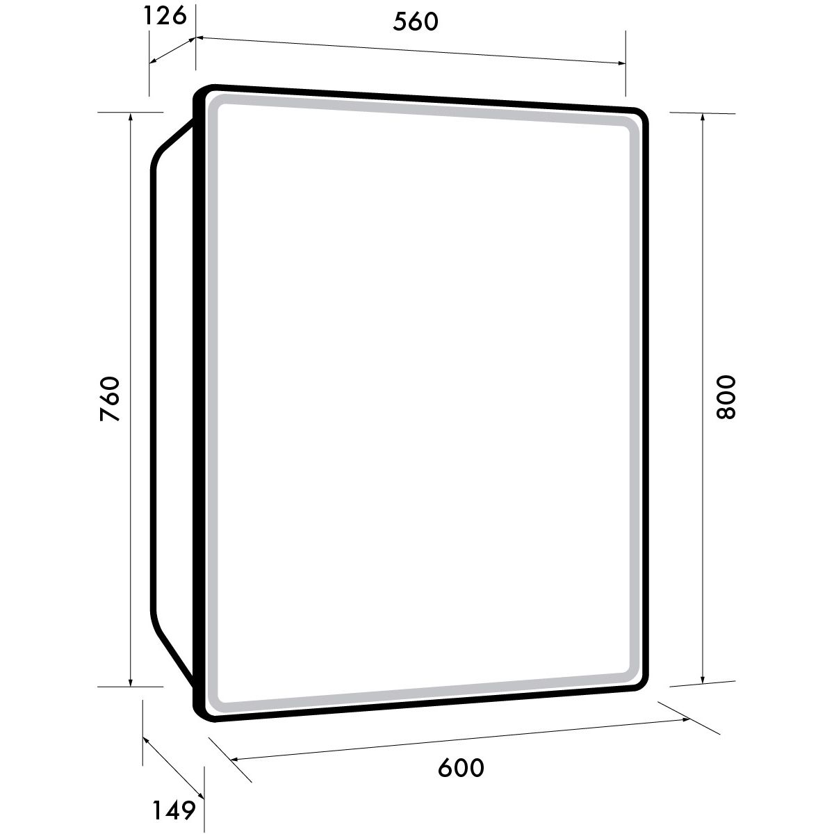 Зеркальный шкаф Dreja Point 60 см 1 дв., 2 стекл. полки, инфр. выключатель, LED, розетка, белый (99.9032)