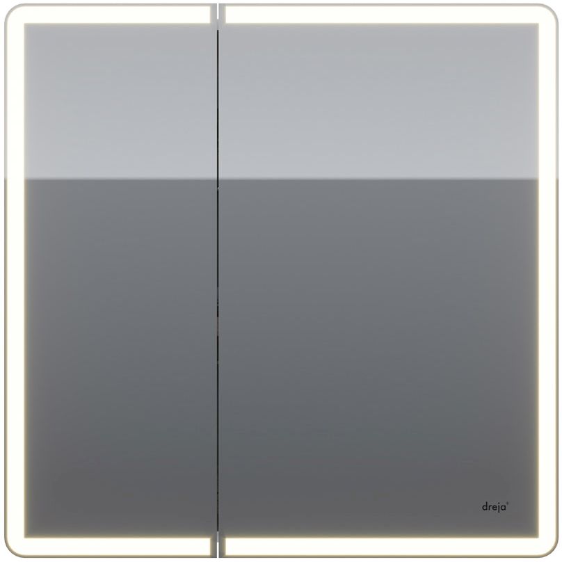 Зеркальный шкаф Dreja Point 80 см 2 дв., 2 стекл. полки, инфр. выключатель, LED, розетка, белый (99.9034)