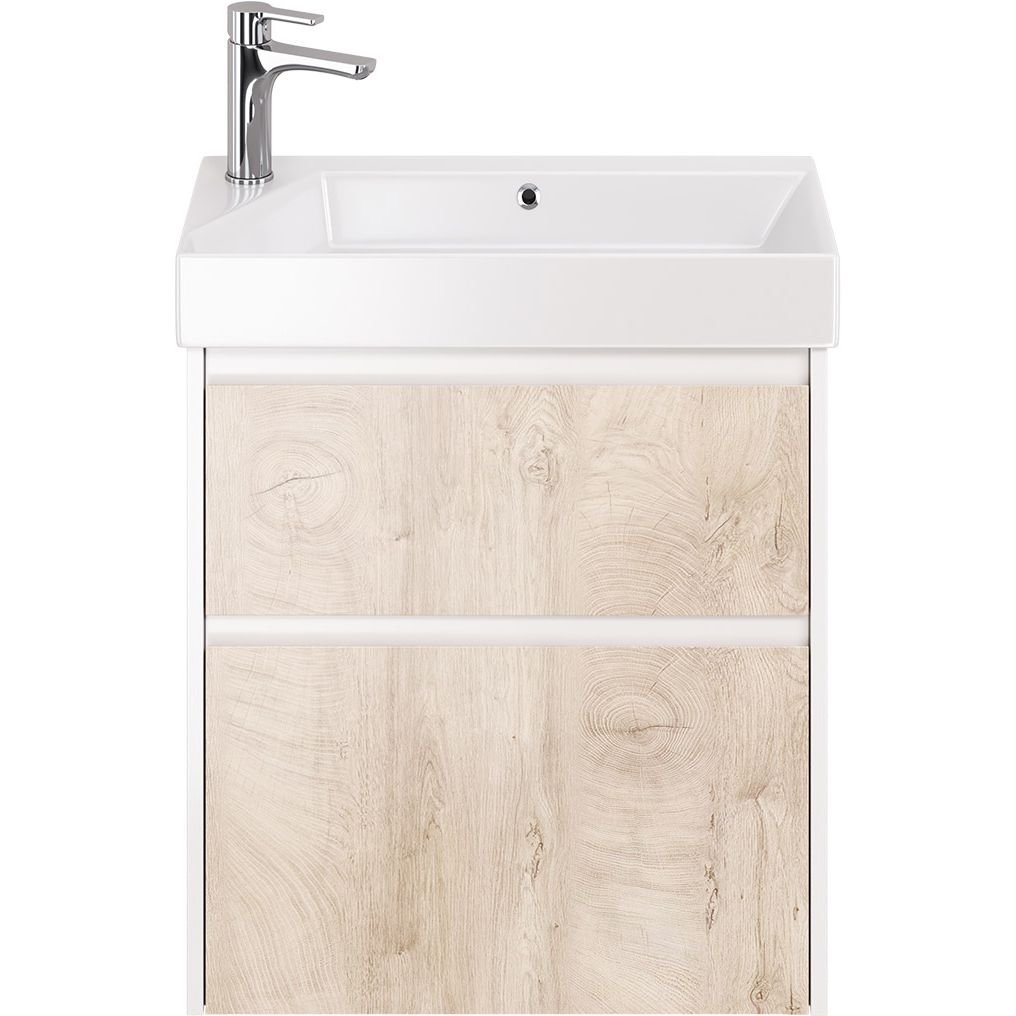 Тумба Dreja (Дрея) Slim 65 см подвесная/напольная 2 ящика белый глянец/дуб кантри (99.0501)