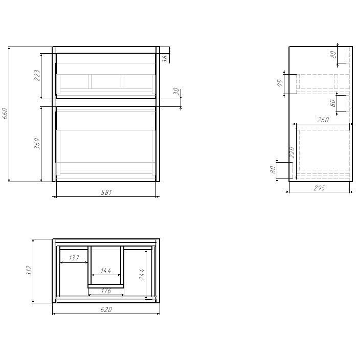 Тумба Dreja (Дрея) Slim 65 см подвесная/напольная 2 ящика белый глянец/дуб кантри (99.0501)