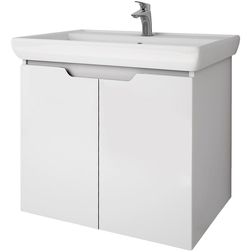 Тумба Dreja (Дрея).eco Q (D) 70 Plus подвесная/напольная 2 дверцы с опорами белый глянец (99.1005)