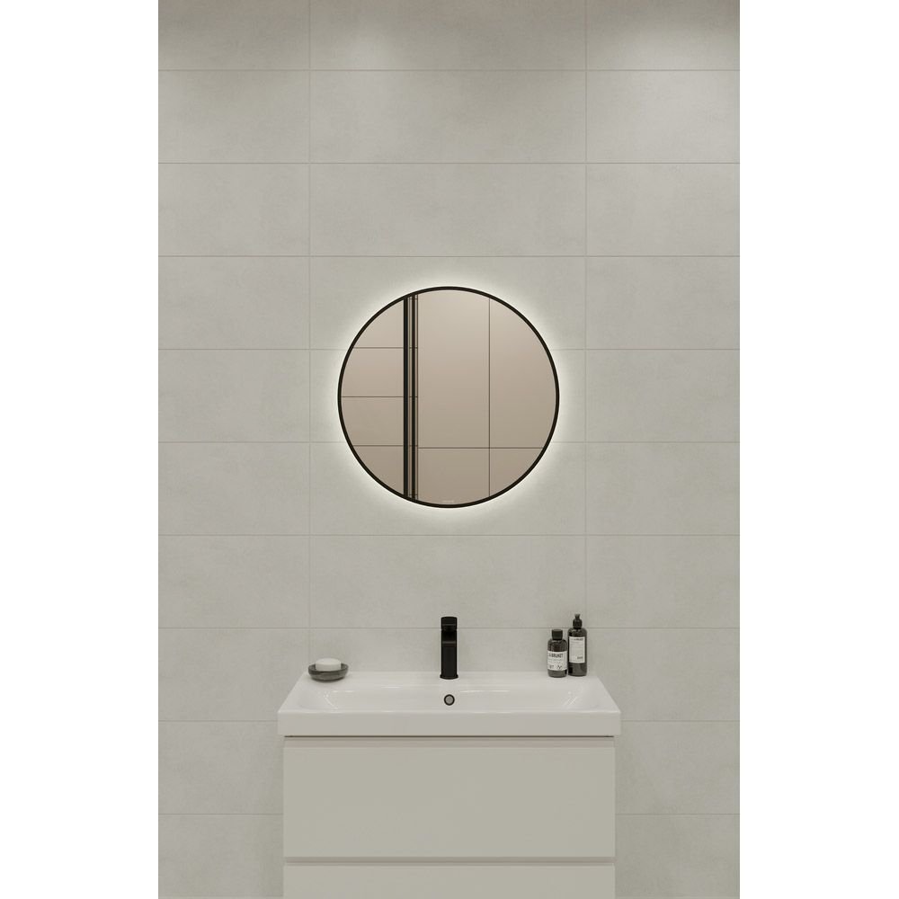 Зеркало Cersanit (Церсанит) Eclipse Smart 60x60 с подсветкой круглое черная рамка (64146)