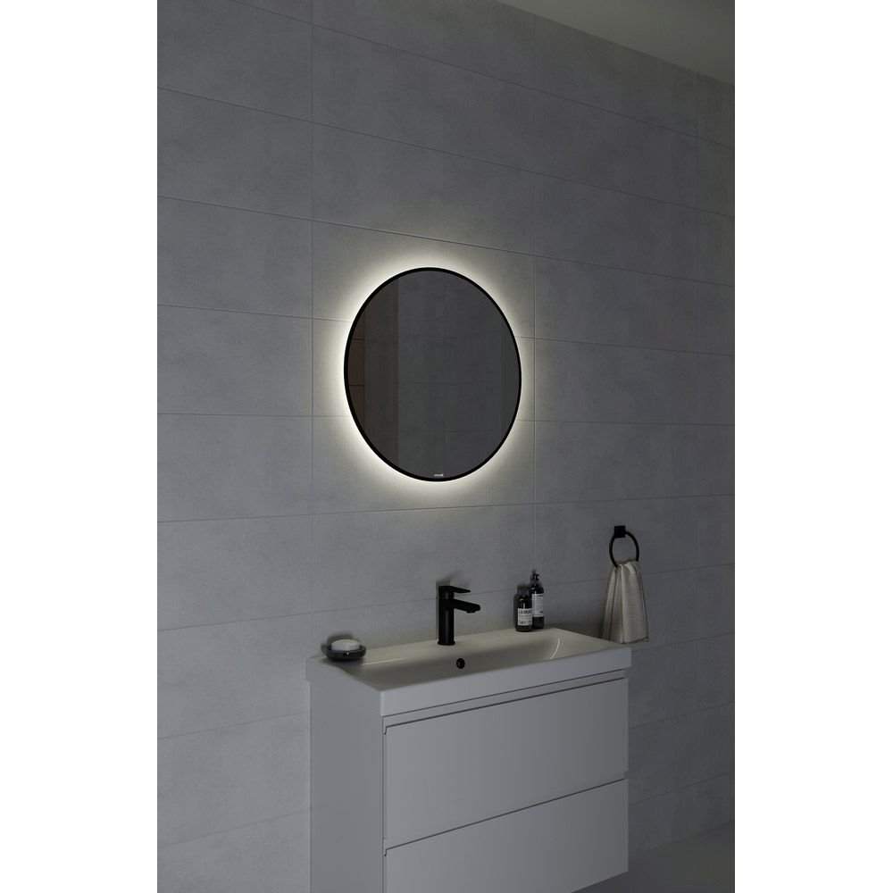 Зеркало Cersanit (Церсанит) Eclipse Smart 60x60 с подсветкой круглое черная рамка (64146)