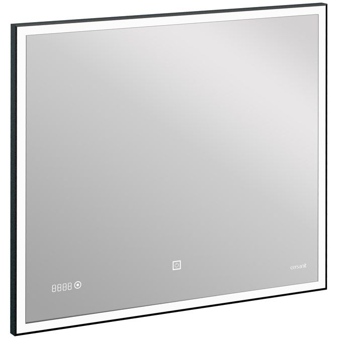 Зеркало Cersanit LED 011 Design 80x70 с подсветкой часы металл. рамка прямоугольное (KN-LU-LED011*80-d-Os)