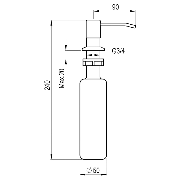Дозатор для кухонной мойки Granula 1403, шварц (чёрный металлик)