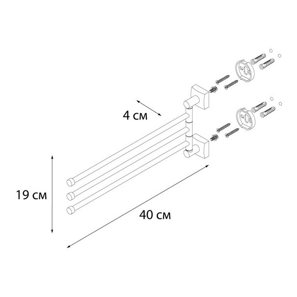 Держатель полотенец рога тройной Fixsen Kvadro FX-61302A-3 Хром