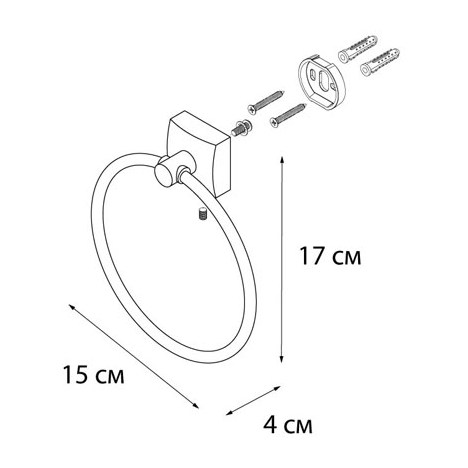 Держатель полотенец кольцо Fixsen Kvadro FX-61311 Хром