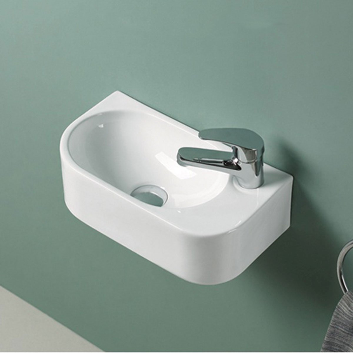 Раковина керамическая Vincea (Винчея) VBS-506R, 400х215х120, подвесная, цвет белый, правая