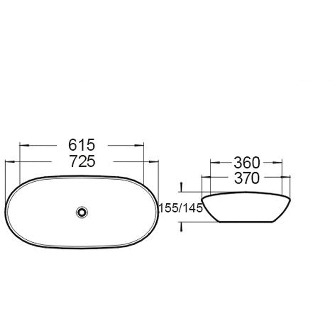 Раковина керамическая Vincea (Винчея) VBS-508MB, 615х360х155, накладная, цвет черный матовый