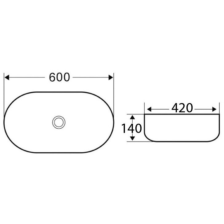 Керамическая раковина BelBagno накладная, овальная, BB1084-H301, 600x420x140, цвет черный матовый