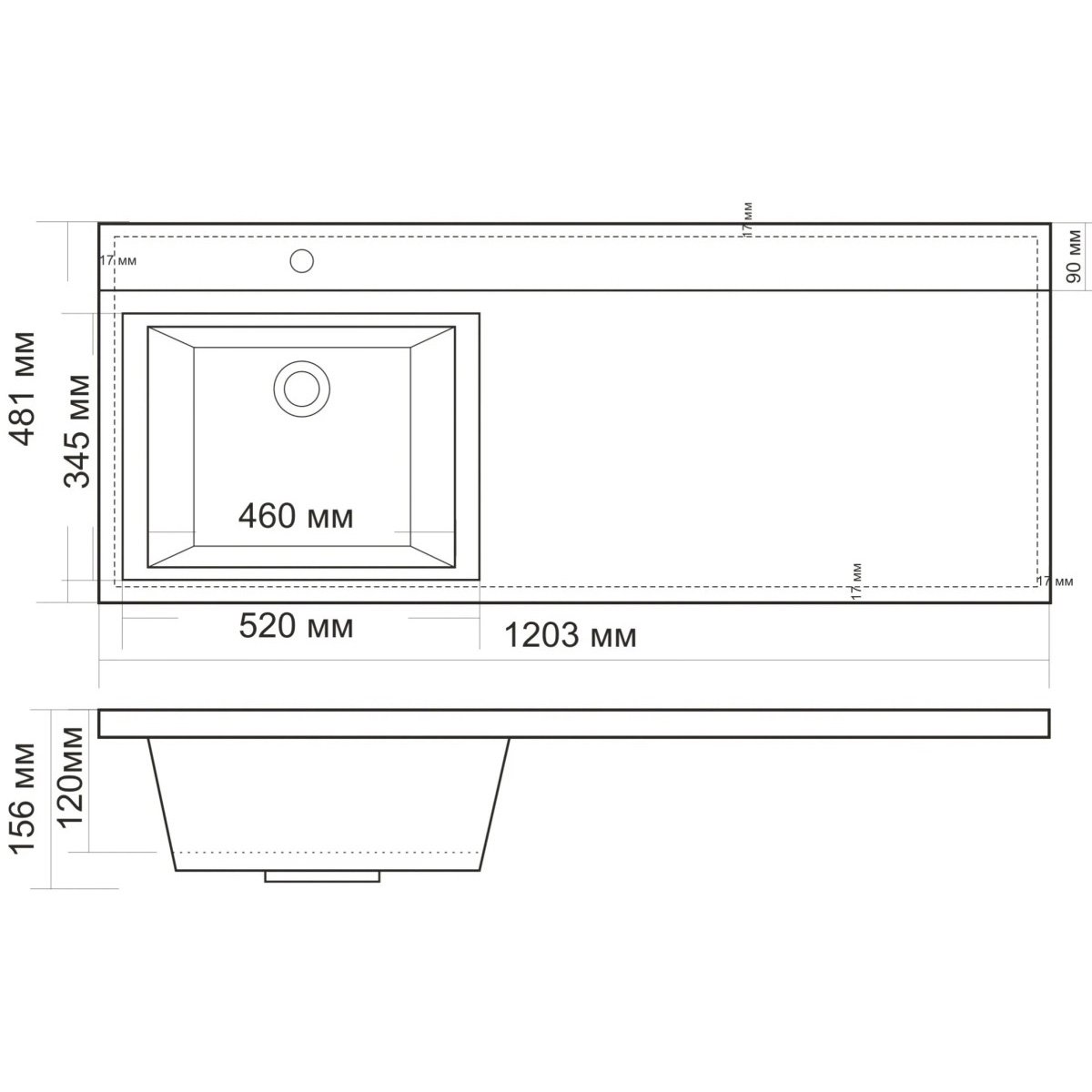 Раковина из литьевого мрамора BelBagno BB1200/480-LV-MR-L 1200х480х156 Полувстраиваемая/подвесная, цвет белый