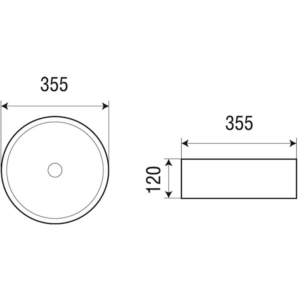 Раковина накладная Azario (Азарио) круглая, 120х355х355 мм, цвет белый глянец AZ-3134