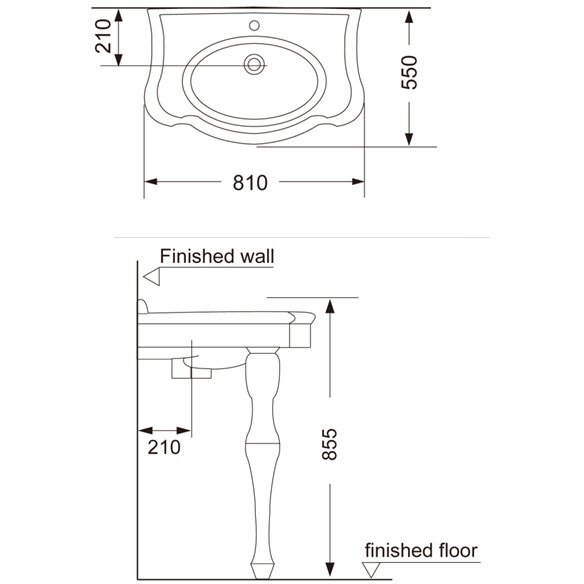 Раковина с пьедесталом Creo Ceramique (Крео Керамика) Orleans OR3300+OR3310 белый