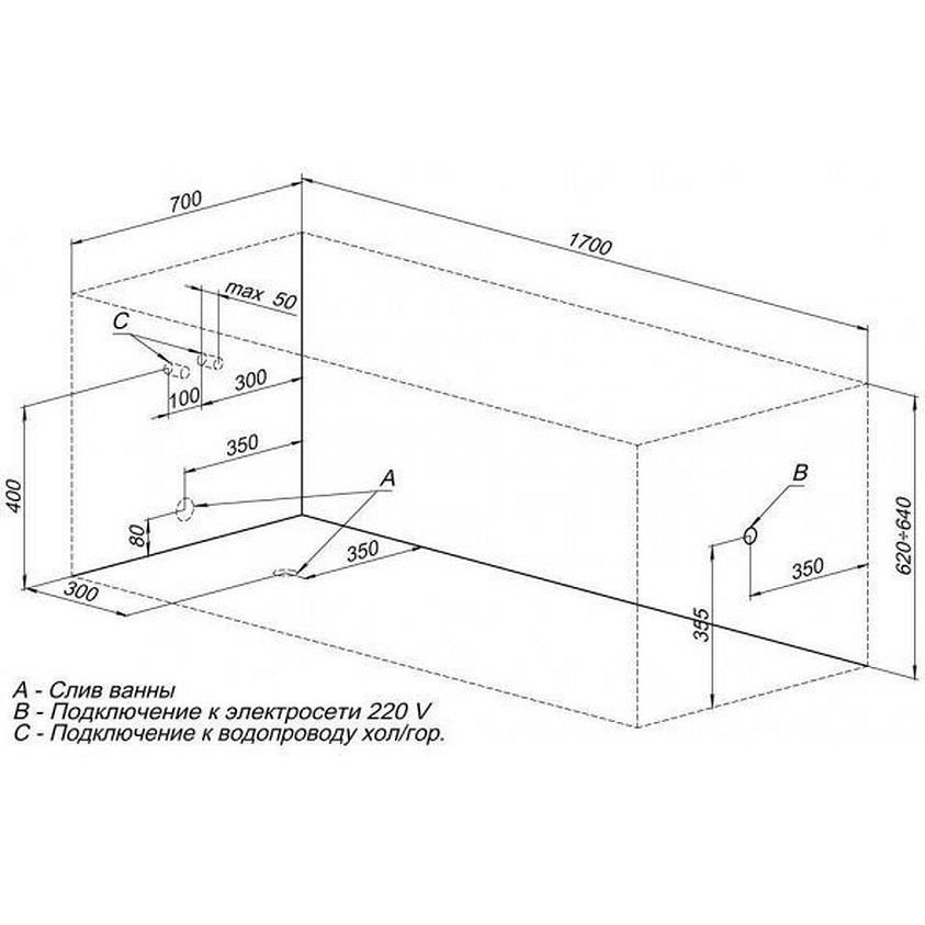 Акриловая ванна Aquanet (Акванет) Nord 170x70 (с каркасом) 00242400