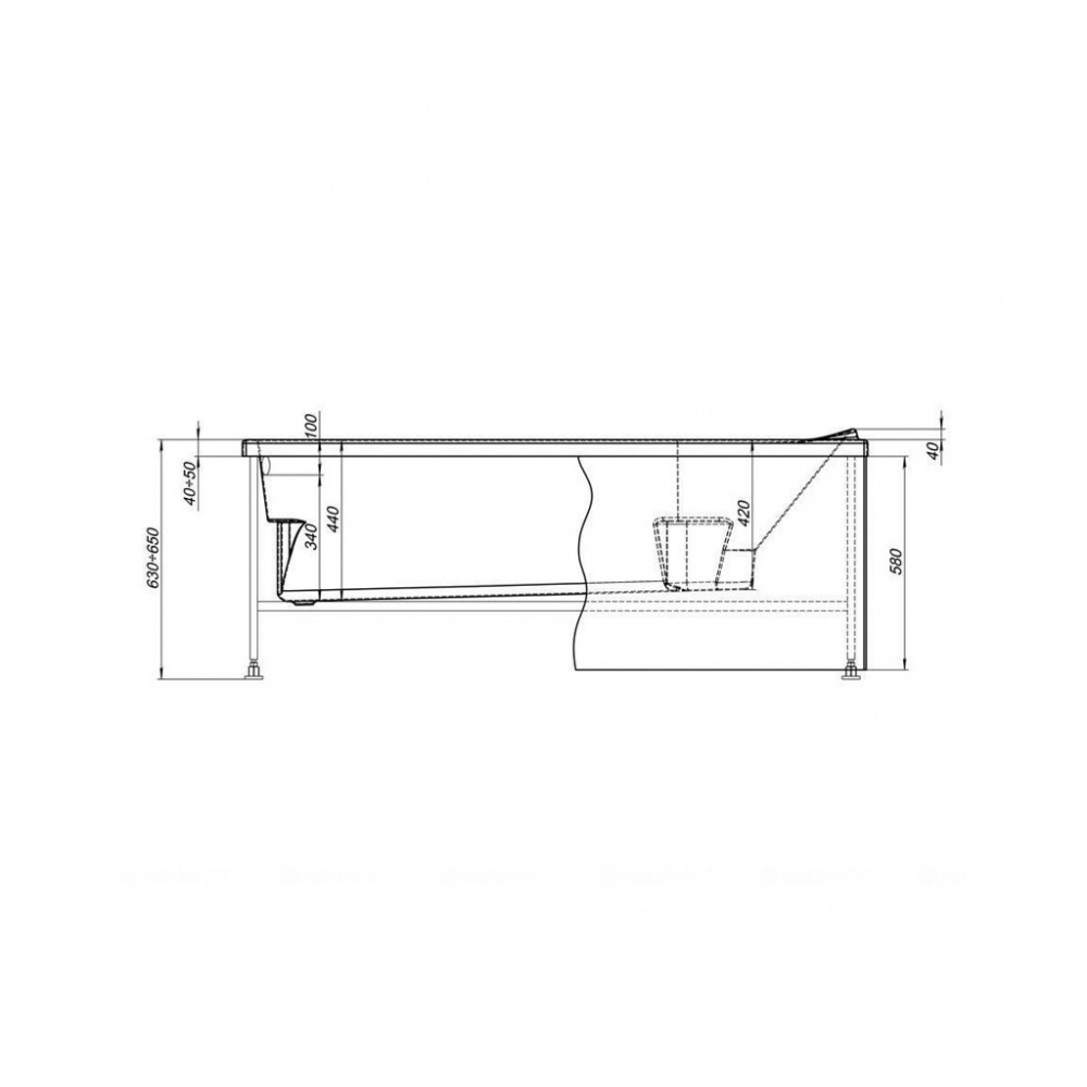 Фронтальная панель для прямоугольной ванны универсальная Aquanet 170 00242155