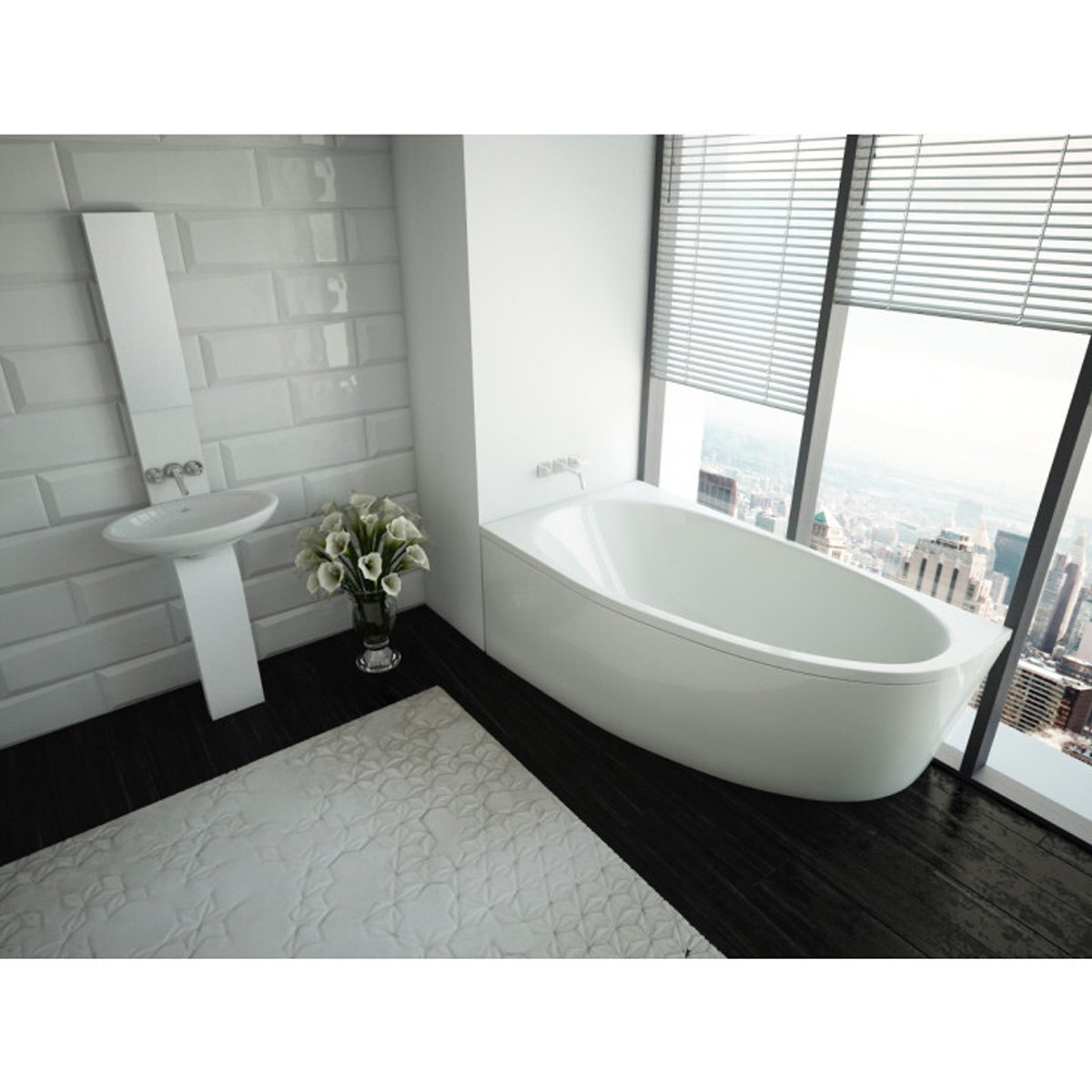 Ванна акриловая асимметричная Azario (Азарио) Kapris 1600х900 мм белый AV.0002160, (без монтажного комплекта/ножек)