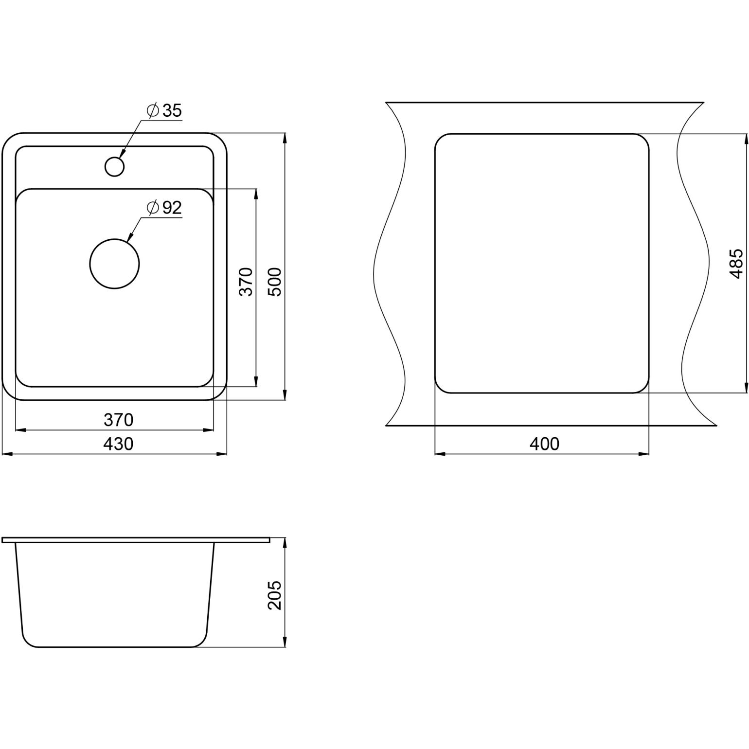 Кухонная мойка кварцевая Granula Standart ST-4202 односекционная квадратная, стандарт, чаша 370x370, цвет белый (4202wh)
