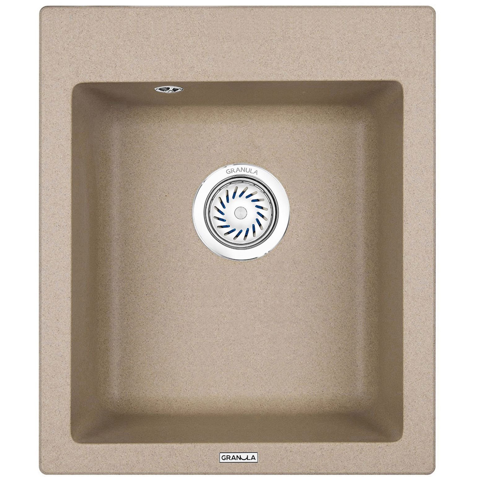 Кухонная мойка кварцевая Granula (Гранула) GR-4201 односекционная квадратная, врезная, чаша 345x380, цвет песок (4201sa)
