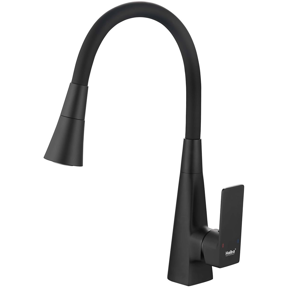 Смеситель для кухни с гибким изливом и режимом душ Haiba (Хаиба) HB73823-7, черный