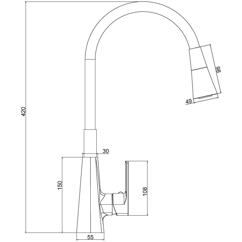 Смеситель для кухни с гибким изливом и режимом душ Haiba (Хаиба) HB73823-7, черный
