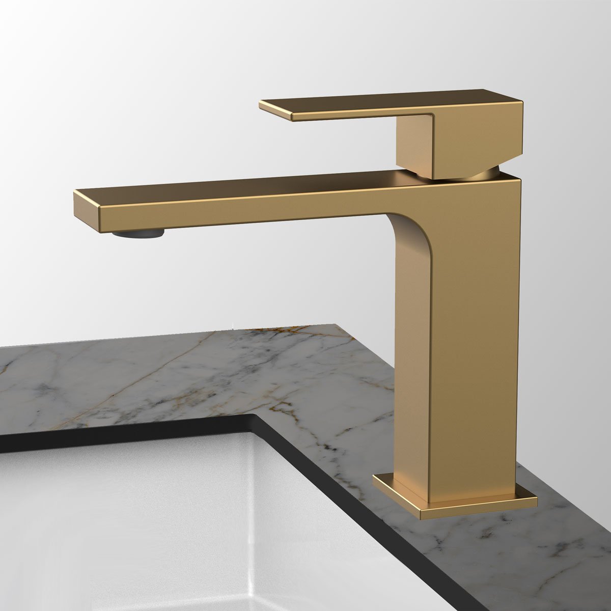 Смеситель для раковины Vincea (Винчея) Cube VBF-1C01BG однорычажный, брашированное золото