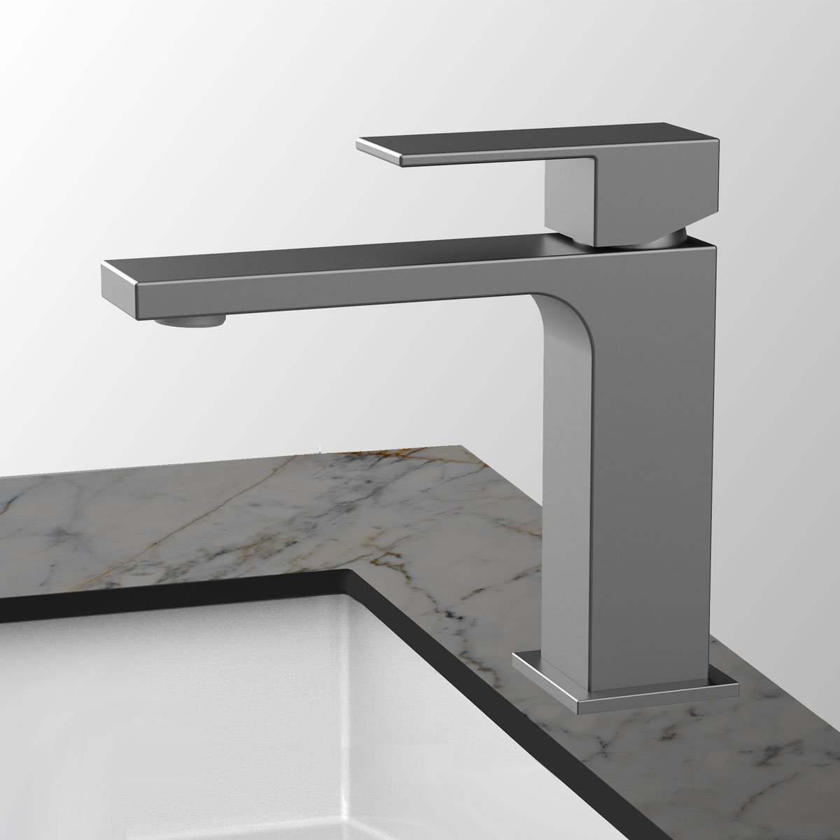 Смеситель для раковины Vincea (Винчея) Cube VBF-1C01GM однорычажный, вороненая сталь