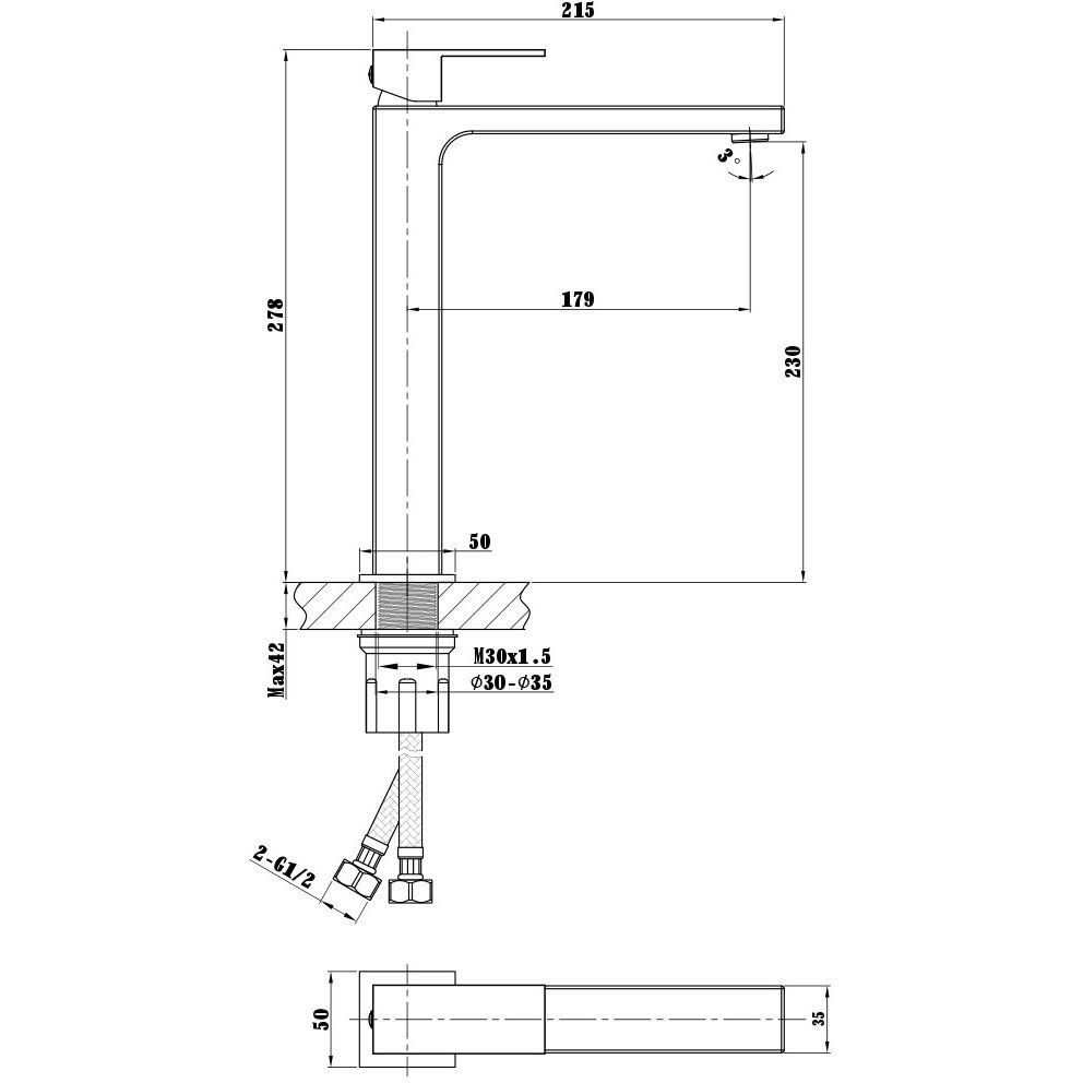 Смеситель для раковины Vincea (Винчея) Cube VBF-1C02GM однорычажный, вороненая сталь