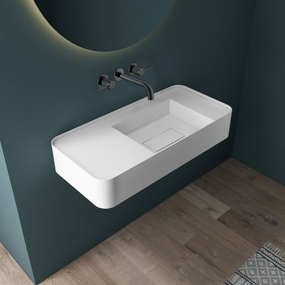 Смеситель для раковины Vincea (Винчея) Groove VBFW-4G1GM встраиваемый, вороненая сталь