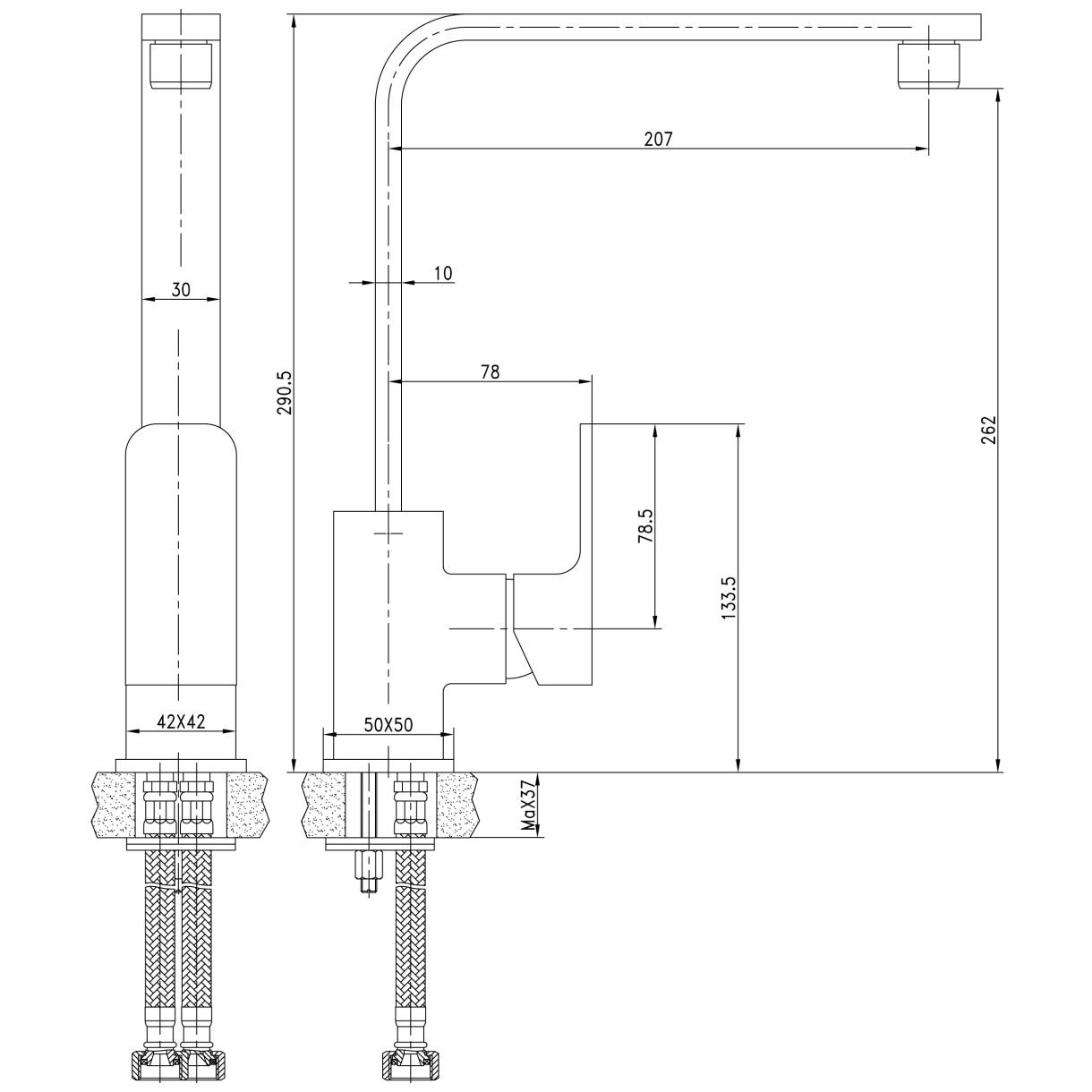 Смеситель для кухни AQUANET (АКВАНЕТ) Cubic хром (SD90445)