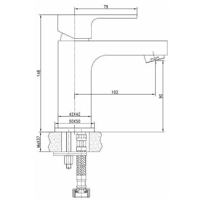 Смеситель для раковины AQUANET (АКВАНЕТ) Cubic хром (SD90443-2)