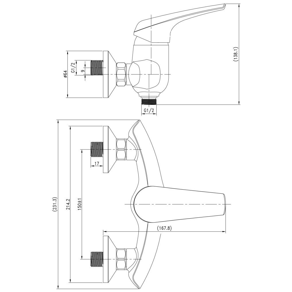 Смеситель для душа AQUANET (АКВАНЕТ) Conte хром (SD91387)