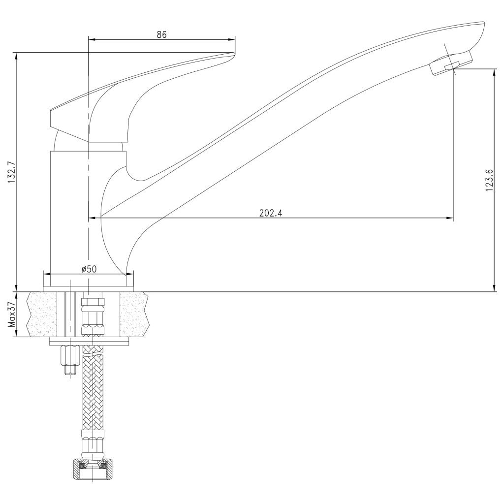Смеситель для кухни AQUANET (АКВАНЕТ) Techno хром (SD90885)