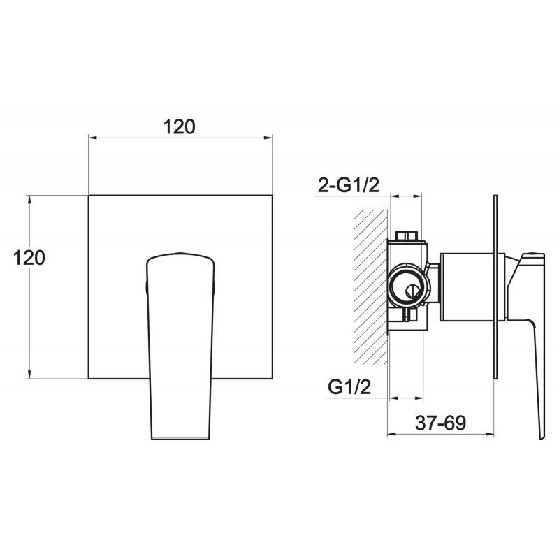 Смеситель для душа скрытого монтажа BelBagno (Бельбагно) Arlie хром (ARL-BDM-CRM)