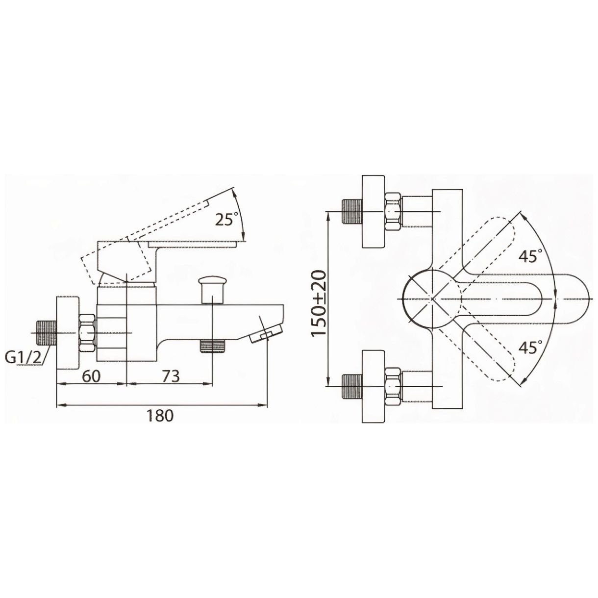Смеситель для ванны BelBagno (Бельбагно) Tanaro хром (TAN-VASM-CRM)